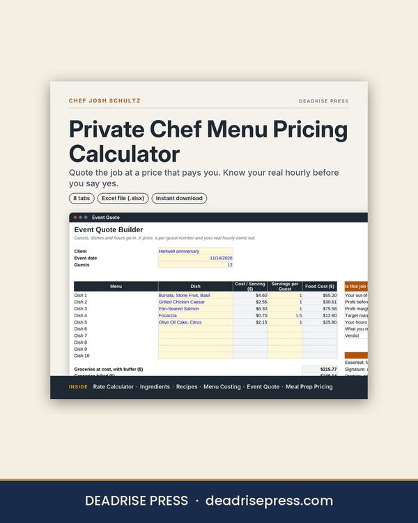 Cover of Private Chef Menu Pricing Calculator